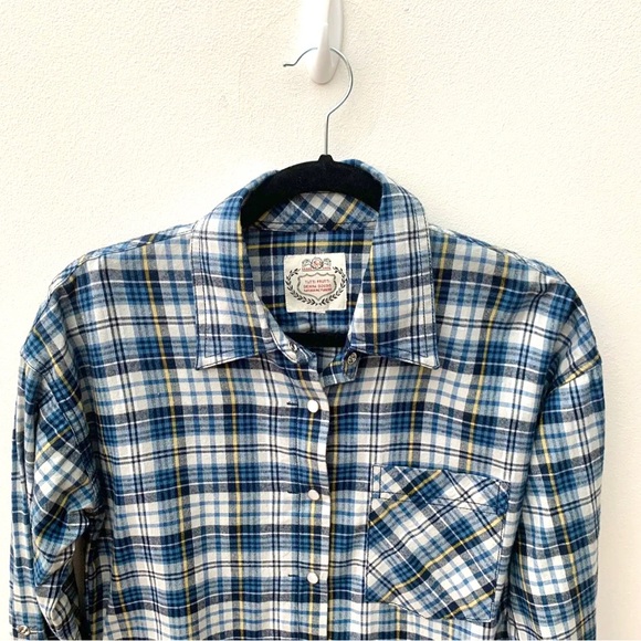 Tutti Frutti Ladies Size EU 36 UK 8 Shirt Dress Blue Plaid Pearl Snap Western - Picture 2 of 11
